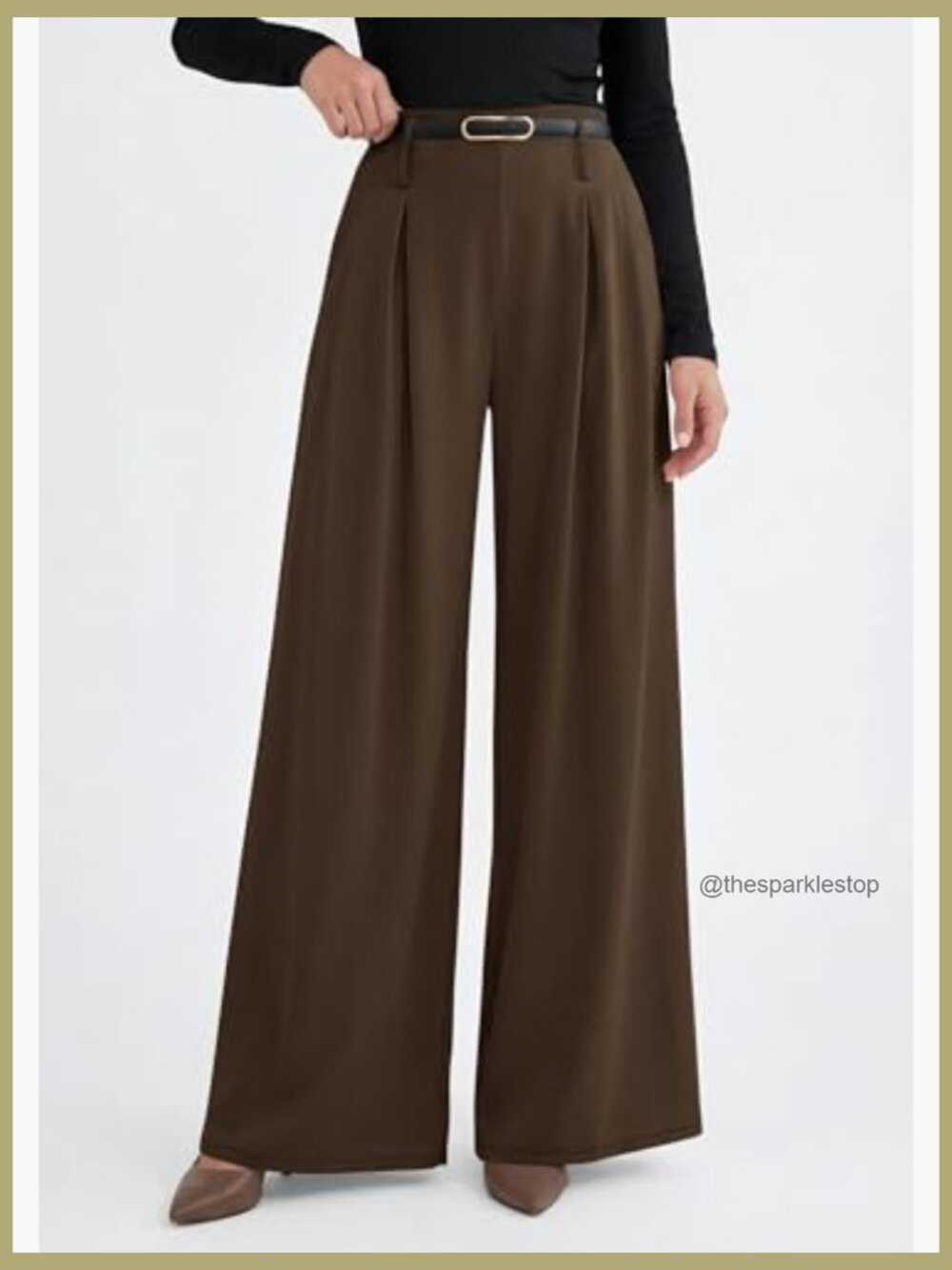 Wide Leg Pleated High Waisted Dress Pants Elastic Waist Palazzo Slacks - Picture 4 of 7